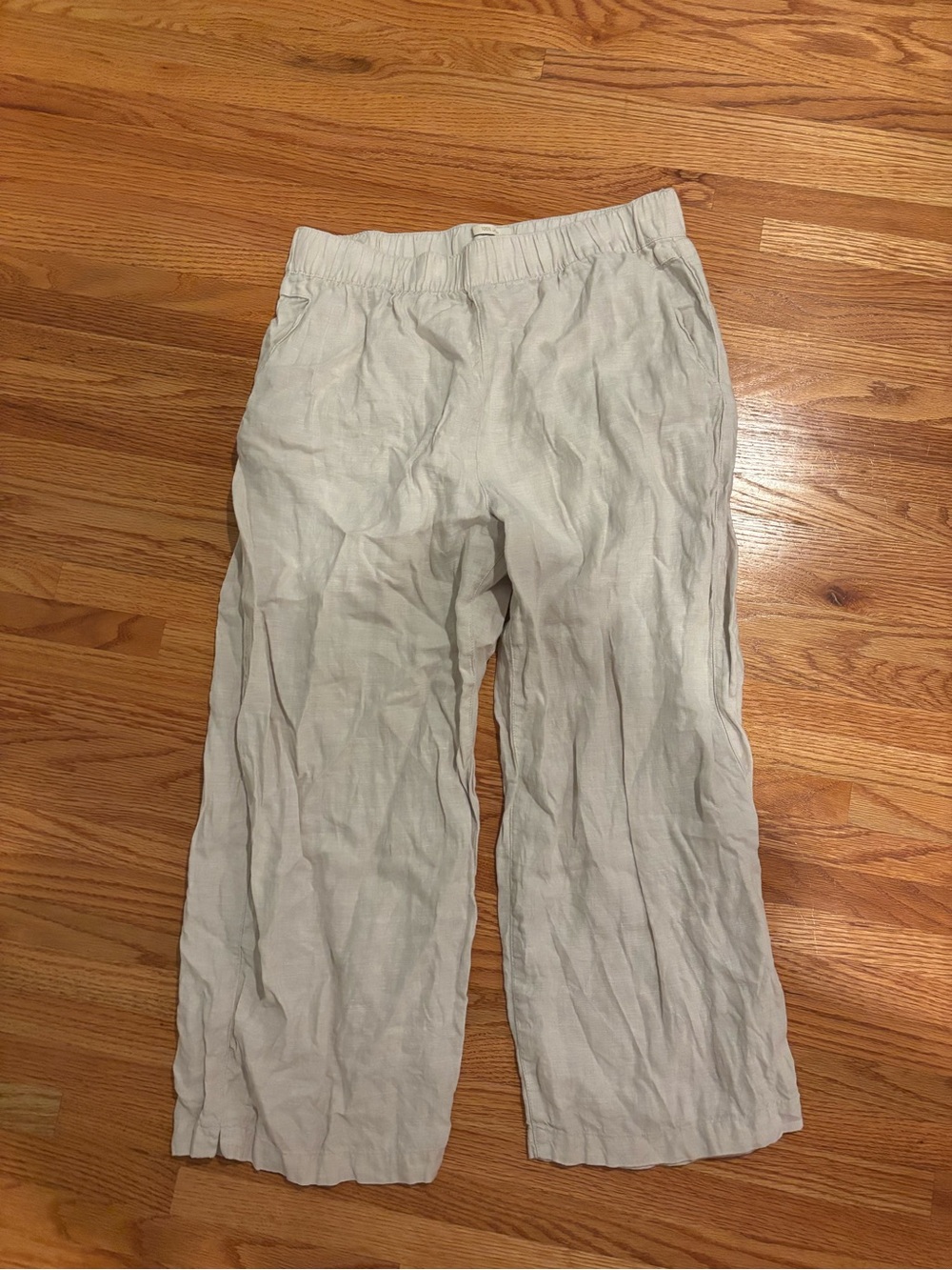 Cynthia Rowley Light tan Linen-Blend Cropped Wide-Leg Pants